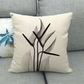 Détail de l'imprimé floral artistique noir et blanc sur la housse de coussin en lin - Lis Calla Rayons X Noir et Blanc(15)