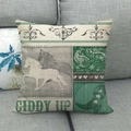 Western cowboy style throw pillow cover with horse silhouette and Giddy Up text on sofa - Horse And Boots (2) / 45x45cm