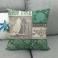 Western rodeo theme pillow cover with cowboy silhouette and paisley linen pattern - Rodeo Time (4) / 45x45cm