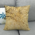 Square linen throw pillow cover with autumn leaves oil painting pattern on a grey sofa - Natural Artistic Tree Branches Leaves (13)