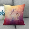 Linen square pillowcase featuring a wild white horse print in vibrant watercolor purple - 45x45cm / Dazzling Running Horse (7)