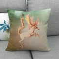 Linen sofa cushion cover with artistic running horse print in vibrant flame colors - 45x45cm / Flame Horse Pattern (8)