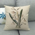Detail of vintage floral pattern on linen pillowcase with linen blend texture on sofa - Vintage Snowdrop Pattern (Pattern 18) / 45x45cm