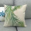 Texture détaillée de la housse de coussin en lin avec motif de feuilles tropicales - 45x45 cm / Style 14 (14)