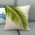 Texture détaillée de la housse de coussin en lin avec motif de feuilles de palmier - 45x45 cm / Style 17 (17)