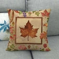Linen pillow cover with vintage maple leaf and botanical print for autumn decor - 18x18 Inch / Vintage Earth Tone Botanical Print Style (11)