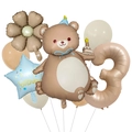 Matte bear balloon set with number 3 and daisy decoration for 3rd birthday party - Brown Bear Style 3