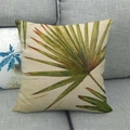 Housse de coussin en lin avec motif de feuilles de palmier vertes à l'huile - 45x45 cm / Style 4 (4)