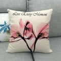 Detail of square pillowcase with X-ray floral print and Live Every Moment text - Pink Artistic Flower Live Every Moment (6) / 18x18 Inch
