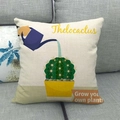 Detailed texture of linen cushion featuring cactus illustration and motivational slogan - Thelocactus Style (9)
