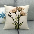 Detail of X-ray floral cushion cover showing cotton linen texture on gray sofa - Light Purple Perspective Flower (12) / 18x18 Inch