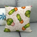 Detailed macro view of cactus print on textured linen square pillowcase on sofa - Modern Illustration Cactus Style (20)