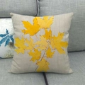 Detailed texture of cotton linen pillowcase with vibrant yellow maple leaf print - Artistic Yellow Maple Leaf Spray (10) / 18x18 Inch