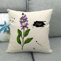 Macro detail of linen pillowcase featuring artistic purple sage botanical illustration - Purple Sage Collection (14)