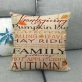 Vierkante rode linnen kussensloop met Thanksgiving-tekst en herfst esdoornbladeren - Thanksgiving Stijl 3