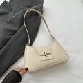 Borsa baguette minimalista bianco crema in ecopelle con dettaglio stella d'argento - Bianco