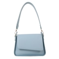 Light blue minimalist shoulder bag with asymmetric flap and elegant gold hardware - Blue