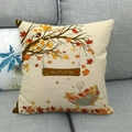 Linen autumn throw pillow cover featuring orange maple leaves and Autumn lettering - Autumn Umbrella Landscape Style