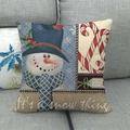 Close-up of linen Christmas pillow cover with snowman print and It's a snow thing text - Winter Snowman Quote (17)