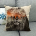 Artistic lion head throw pillow cover with animal silhouette on a modern gray sofa - Lion Head Migration Silhouette (12)