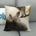 Artistic watercolor elk deer print on beige cotton linen pillowcase over gray sofa - Freehand Elk Watercolor (17)