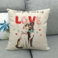 Housse de coussin en lin avec chiens à l'aquarelle et texte 'Without you, life would be ruff' - Style Chiens Qui Se Blottissent