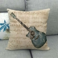Detail of acoustic guitar and music notes print on retro beige decorative pillow - Acoustic Guitar Score (7)