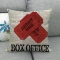 Detail of vintage movie ticket design pillow cover with Admit One print on sofa - Movie Ticket Stub (8)