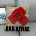 Detail of vintage movie ticket print on linen throw pillow with Box Office text - Box Office Ticket (15)