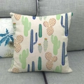 Linen cactus pillow cover with hand-painted patterns on a cozy grey sofa - Nordic Oatmeal Cactus Style (21)