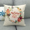 Leinen-Kissenbezug für den Herbst mit Falling For Fall Blumenkranz-Design - 45x45cm / Falling FOR Fall Stil