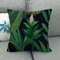 Close-up of tropical palm leaf pattern and texture on linen blend square pillowcase - 18x18 Inch / Dark Tropical Plant (11)
