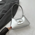Borsa a tracolla argento metallizzato stile Y2K con fibbia a stella per spalla - Argento