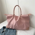 Bolso de viaje rosa de gran capacidad en nailon con esquinas de cuero reforzado - Rosa