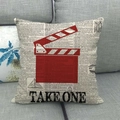 Retro movie clapperboard pattern pillowcase with Take One text on a beige background - Movie Clapperboard (9)