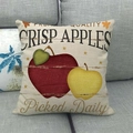 Linen pumpkin series pillowcase with vintage crisp apples print and autumn maple leaves - Crisp Apples Style (9)