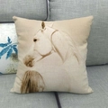 Funda de cojín beige con diseño de cabeza de caballo marrón en estilo boceto vintage - Cabeza de Caballo Marrón Estilo Boceto (6)