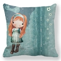 Detail of cartoon princess pillowcase with peach skin velvet texture and floral pattern - 18x18 Inch / Cute Red Hair Girl (7)