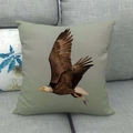 Detail of the cotton linen pillow cover with a realistic eagle catching fish print - Eagle Catching Fish Style (12)