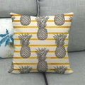Fodera per cuscino quadrata in lino con strisce gialle e stampa ananas sul divano - Sfondo a Righe Gialle Ananas (Stile 5)