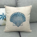 Detailed macro texture of light blue sea shell pillow cover on a modern gray sofa - 18x18 Inch / Large Blue Shell Style (15)
