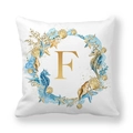 Letter F Ocean Ring pillowcase with seahorse and starfish print on soft peach skin fabric - 18x18 Inch / Letter F (Style 6)