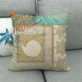 Linen ocean theme pillow cover featuring nautical nautilus coral and vintage map print - Nautilus Coral Map Pattern (2)