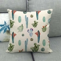 Federa quadrata in lino con stampa dettagliata di cactus e fiori rossi per divano - Cactus e Piante Grasse (Stile 10)