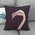 Linen square throw pillow cover featuring a realistic flamingo print on deep burgundy - Flamingo Head Style (6)