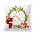 Christmas cushion cover with Santa and letter N print on soft peach skin fabric - Letter N (14) / 45x45cm