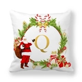 Christmas pillowcase with letter Q, holly wreath and Santa Claus on white fabric - Letter Q (17) / 45x45cm