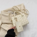 Chic cream quilted crossbody bag for women with matching detachable coin purse - Off White