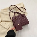Chic burgundy quilted crossbody bag with matching mini coin purse and golden hardware - Burgundy