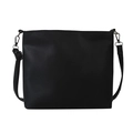 Classic black pebbled leather tote bag with a minimalist trapezoid shape and long strap - Black